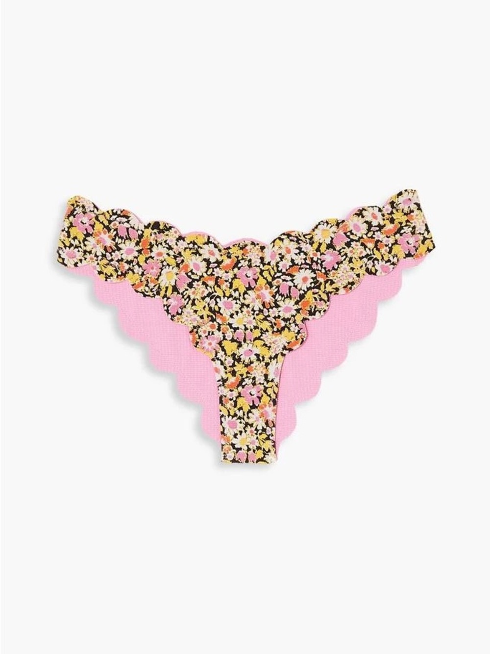 NWT Marysia Antibes Scalloped Bikini bottoms in Blossom Flower Print Pink L